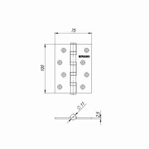 Комплект 2 шт. - Петля Fuaro (Фуаро) универсальная IN4400U/A OB (4BB/A 100x75x2,5) античная бронза